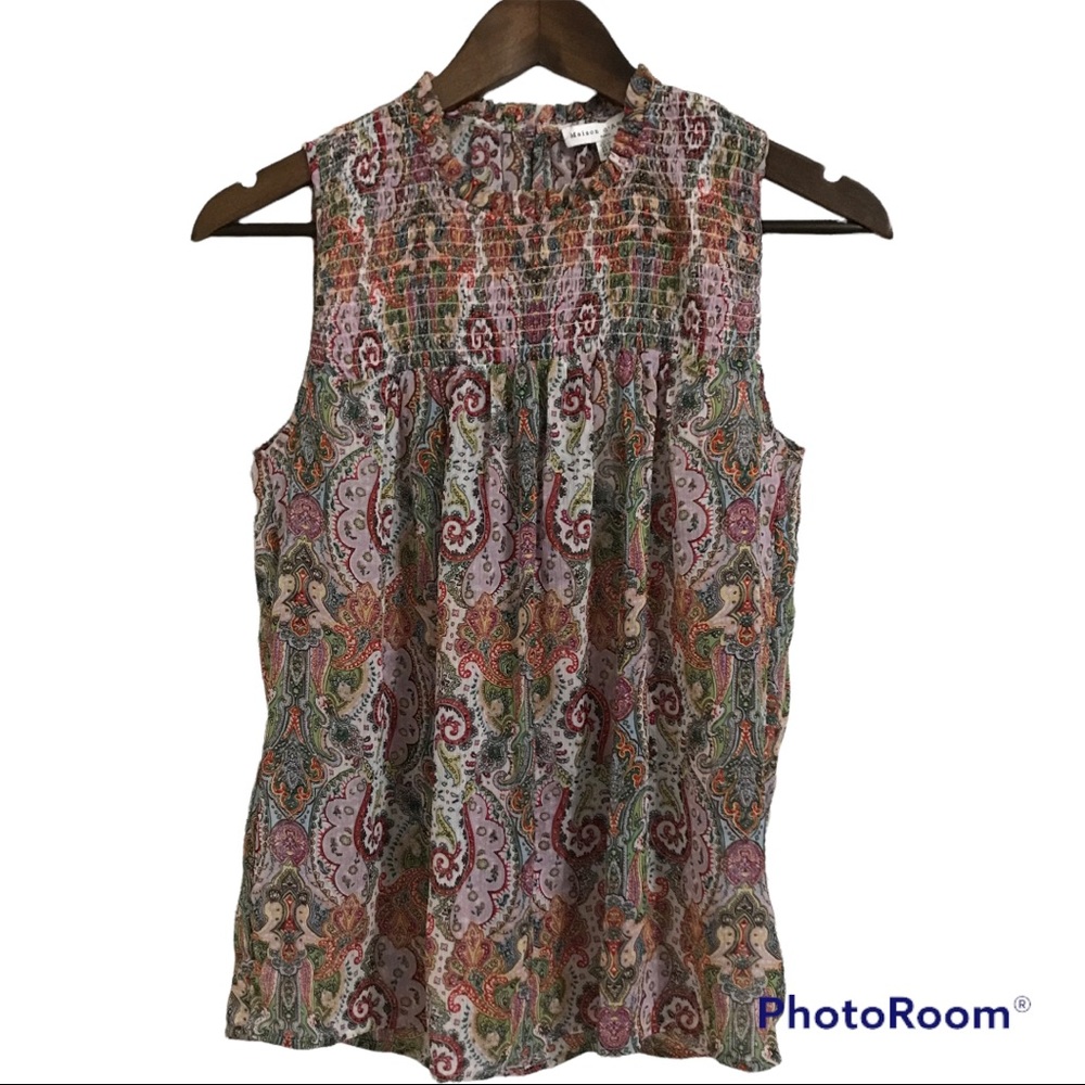 Maison d’ Amelie Paris Womens S Paisley Lightweight Semi-sheer Top Blouse New E